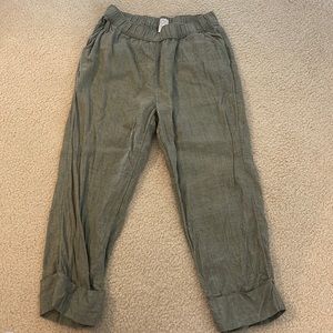 Linen olive pants